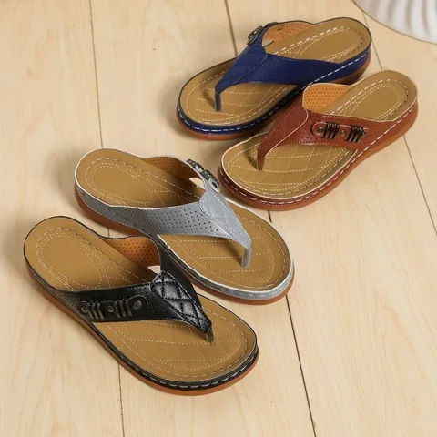 Sandali Infradito da Donna Casual Platform Estate Stile Europeo in Pelle PU Intrecciata Zeppa Flip Flops Scarpe da Spiaggia