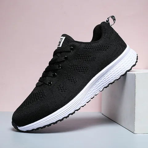Scarpe da Corsa da Donna Leggere e Traspiranti in Fly-knit Sneaker Casual Allacciate per il Fitness in Palestra Scarpe Basse
