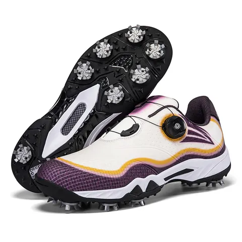 Professional Golf Shoes Waterproof Anti-Slip Rotating Knob Buckle Professional Spikes Lightweight Breathable Sport Sneakers