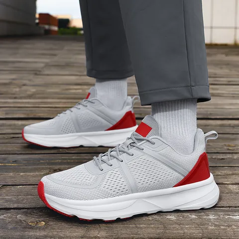 Herren Breite Zehenbox Sneaker Atmungsaktiv Flyknit Mesh Laufschuhe Gedämpft Leichtgewichtig Barfußschuhe Für Herren Sport Lässige Wanderschuhe
