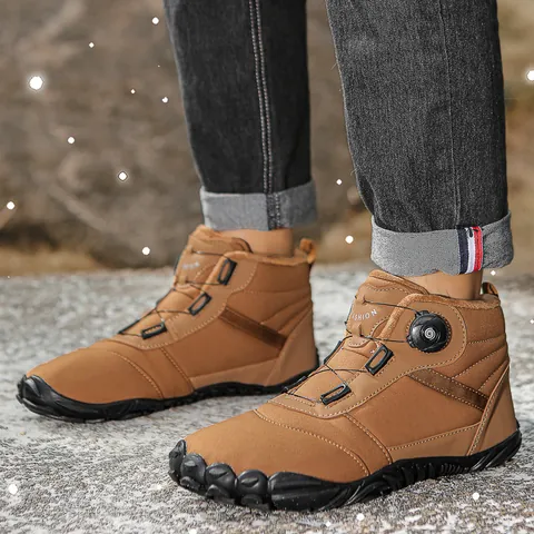 Unisex Winter Outdoor Schneestiefel Wasserdicht Rutschfest Warm Plüsch Gefüttert High-Top Sportschuhe Mit Drehverschluss