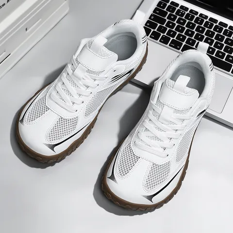 Casual Microfiber Mesh Sneakers Wide Toe Box Retro Breathable Lightweight Low-Top Shoes Non-Slip Rubber Sole Board Shoes