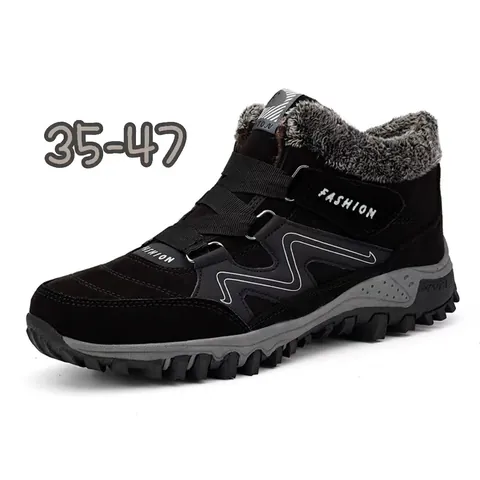 Unisex Winter Snow Boots Mid-Top Faux Suede Fleece Lined Warm Anti-Slip Outdoor Casual Cotton Shoes For Men Women