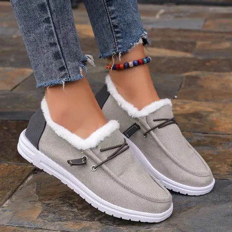 Dames Winter Platform Sneeuwlaarzen Kunstbontrand Warme Pluche Voering Casual Instapschoenen Katoenen Schoenen
