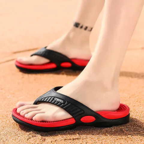 Men Lightweight Beach Flip Flops EVA Massage Footbed Sporty Sandals Casual Summer Outdoor Shoes Plus Size 40-46