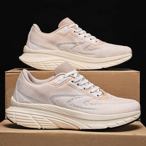 Herren Laufschuhe mit Breiter Zehenkappe Atmungsaktives Fly-Knit Mesh Leichte Gedämpfte Lässige Walking Sneaker Rutschfeste Sommersportschuhe