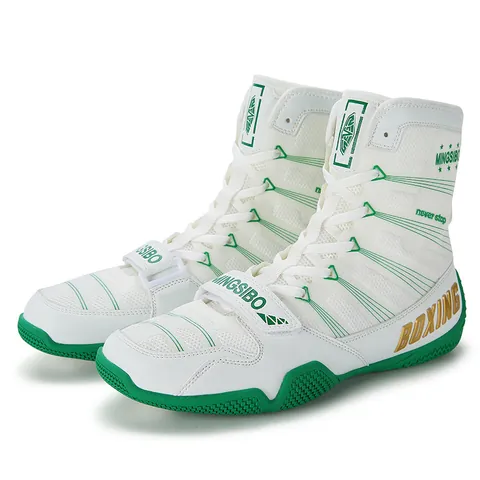 Professional High Top Boxing Wrestling Shoes Men Women Breathable Synthetic Leather Mesh Training Boots Non Slip Combat Sneakers