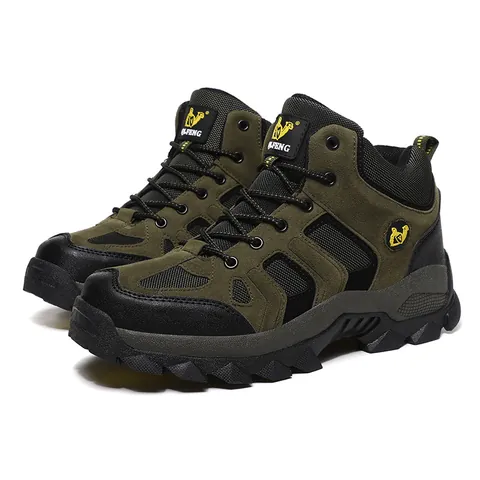 Men's Outdoor Hiking Shoes Warm Fleece Lined Trekking Boots Anti-Slip Rubber Sole High Top Walking Sneakers For Climbing