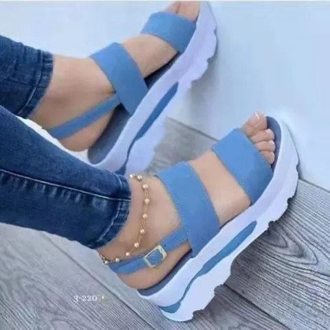 Sandali con Zeppa da Donna Plateau Cinturino Singolo in Pelle PU con Fibbia Stile Dolce Estate Scarpe Casuali con Tacco Alto per Donna