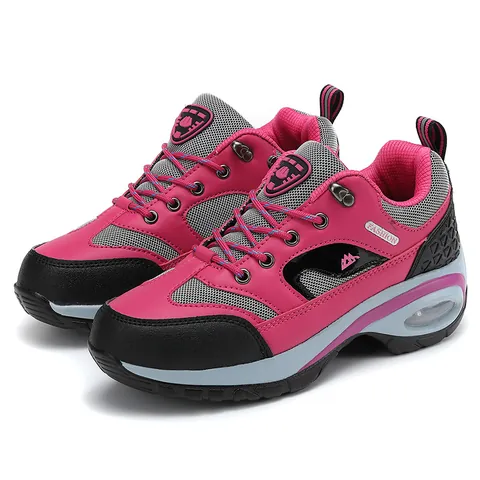 Women Outdoor Hiking Shoes Breathable Mesh Air Cushion Thick Sole Trekking Sneakers Casual Sports Walking Shoes Fashion Patchwork Climbing Footwear