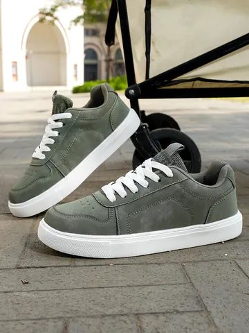 Sneakers Platform in Similpelle Unisex Scarpe da Tavola Low Top Tinta Unita Suola Spessa Antiscivolo Scarpe Sportive