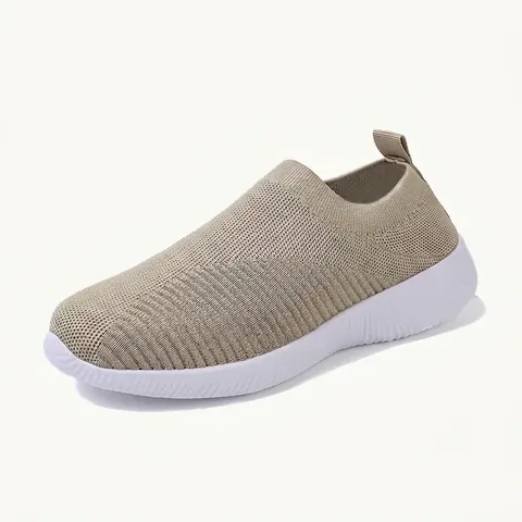 Women's Casual Flyknit Sock Sneakers Breathable Lightweight Slip-On Flat Loafers Ladies Soft Sole Walking Shoes Everyday Shoes