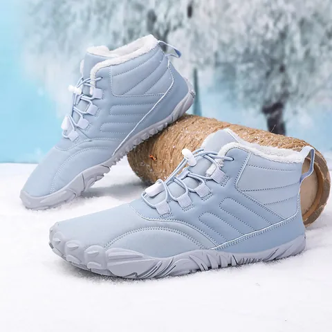 Winter Unisex Five-finger Snow Boots Fleece Lined Warm Outdoor Hiking Boots Non-slip Waterproof Couple Cotton Shoes Plus Size