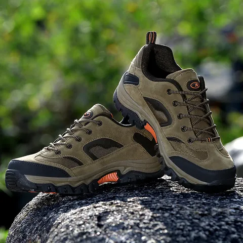 Men Professional Outdoor Hiking Shoes Breathable Mesh Premium Fabric Non-Slip Wear-Resistant Trekking Sneakers Walking Gear