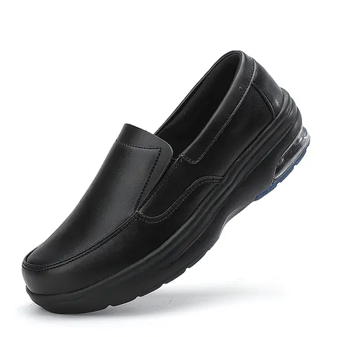 Chaussures d'Infirmière pour Femmes Coussin d'Air Slip-on Décontracté Blanc Chaussures de Travail Hôpital Cuir Synthétique Respirant