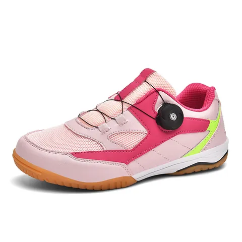 Chaussures de Badminton Tennis Professionnelles pour Femmes Boucle Rotative Maille Respirante Semelle en Caoutchouc Sport