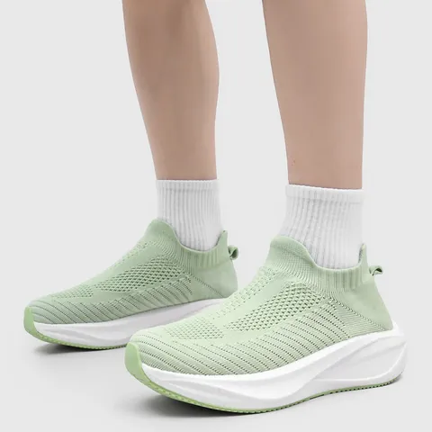 Summer Flyknit Sock Sneakers For Men Women Breathable Slip On Running Shoes Lightweight Thick Sole Casual Mesh Sport Shoes