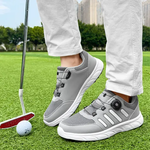 Professional Men's Golf Shoes With Rotating Buckle Anti-Slip Spiked Lightweight Breathable Casual Sports Sneakers For Men