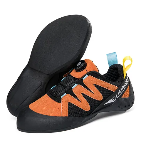 Professional Kids Teens Rock Climbing Shoes With Quick Rotating Buckle Anti-Slip Suede Mesh Training Athletic Shoes For Outdoor Climbing