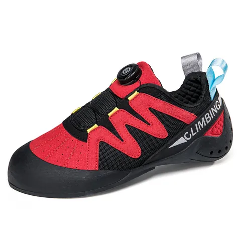 Professional Kids Teens Rock Climbing Shoes With Quick Rotating Buckle Anti-Slip Suede Mesh Training Athletic Shoes For Outdoor Climbing
