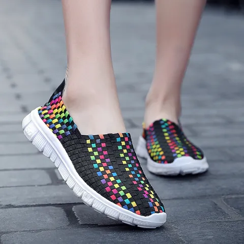 Scarpe Slip-On Elastiche Intrecciate Traspiranti per Coppia Donna Uomo Sneakers Piatte Casual Leggere alla Moda Mimetico Scarpe Pigre