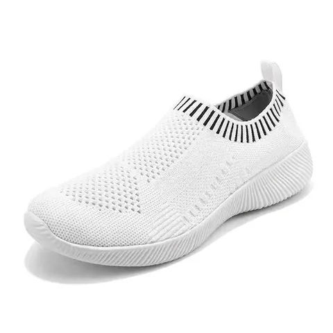 Women Casual Flyknit Slip-on Walking Shoes Ultra-Light Breathable Comfort Loafers For Middle-Aged Elderly 2025 Spring Summer
