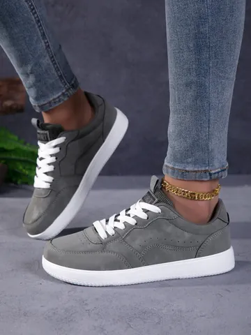 Zapatillas de Skateboard Casuales Estilo Retro Japonés con Punta Ancha para Hombre Mujer Unisex Sneakers de Moda con Cordones para Diario