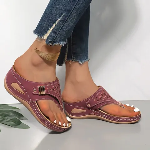 Infradito con Zeppa Donna Estate Sandali con Zeppa Traforati Stile Romano Punta Arrotondata Suola Spessa Ciabatte da Spiaggia All'aperto