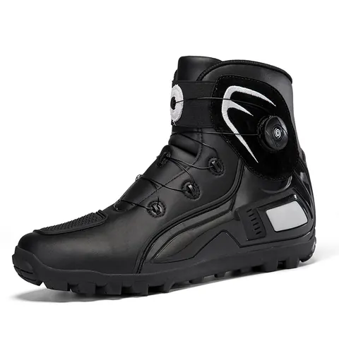 Zapatos Profesionales de Motocicleta para Hombre con Hebilla Giratoria Botas de Carreras Impermeables Antideslizantes Equipo de Protección Cuatro Estaciones