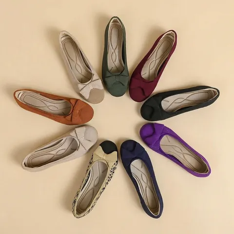 Scarpe Basse Flyknit da Donna Punta Arrotondata Mocassini a Incastro con Fiocco Ballerine in Maglia Traspirante Scarpe Comode