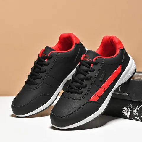Unisex Artificial Leather Casual Sneakers Waterproof Breathable Skate Shoes Non-Slip Flat Board Shoes Sport Footwear Plus Size