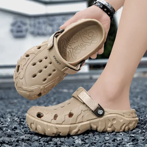 EVA Men's Casual Clogs Breathable Anti-Slip Thick Sole Beach Sandals Outdoor Garden Shoes Hollow Out Slip On Shoes For Men