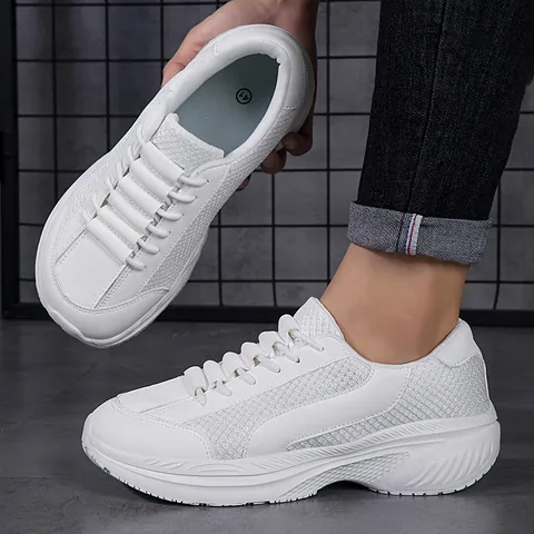 Breathable Mesh Synthetic Leather Chunky Sneakers For Women Men Casual Thick Sole Daddy Shoes Spring Summer Sports Shoes