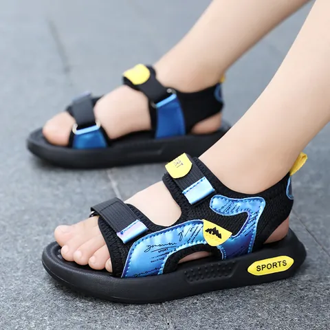 Boys Sports Sandals 2025 Summer New Kids Breathable Mesh Beach Shoes Anti-Slip Soft Sole Casual Outdoor Sandals For Boys