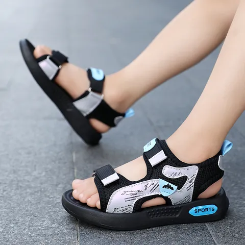 Boys Sports Sandals 2025 Summer New Kids Breathable Mesh Beach Shoes Anti-Slip Soft Sole Casual Outdoor Sandals For Boys