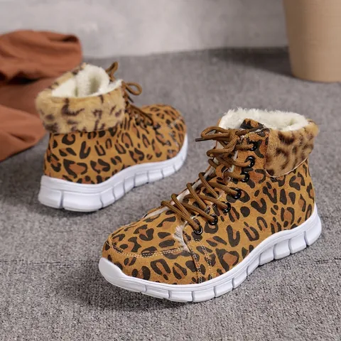 Dames Enkellaarzen Britse Stijl Vetersluiting Ronde Neus Plateau Profielzool Laarzen Herfst Winter Omslag Faux Bontvoering Casual Sneeuwlaarzen