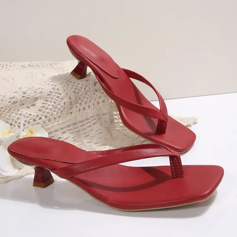 Sandalias de Dedo con Tacón para Mujer Punta Cuadrada Tacón de Aguja Estampado de Serpiente Leopardo Cuero PU Mules de Verano