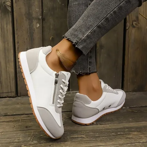 Baskets Décontractées Retro German Army Trainers pour Femmes Chaussures de Sport en Cuir Patchwork Avec Fermeture Éclair Latérale Semelle en Gomme Baskets à Lacets à la Mode pour Quatre Saisons