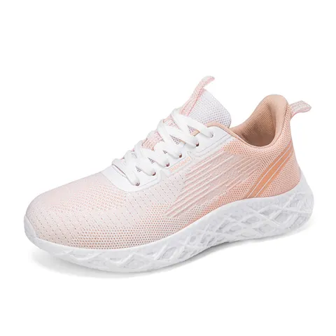 Women's Flyknit Running Shoes Lightweight Breathable Mesh Sneakers Casual Walking Sport Shoes Pink Blue White Y207