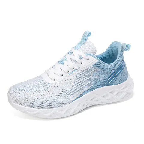 Women's Flyknit Running Shoes Lightweight Breathable Mesh Sneakers Casual Walking Sport Shoes Pink Blue White Y207