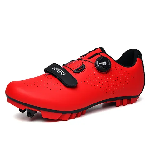 Professional Unisex Cycling Shoes Rotating Buckle Perforated Breathable Microfiber Road Mountain Bike Shoes Non-slip Bicycle Shoes