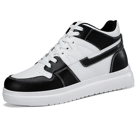 Unisex Microfiber Leather Thick Sole Invisible Height Increasing Board Shoes Casual Non-Slip Skateboard Sneakers 833-2