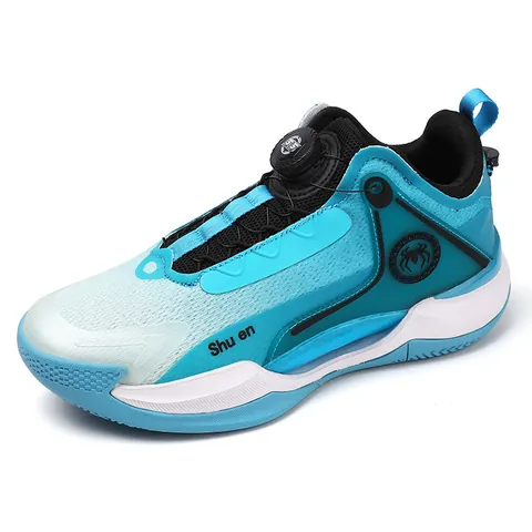 Unisex Basketball Shoes Rotary Buckle Breathable Mesh Low Top Luminous Sports Training Sneakers Wear Resistant Spider Logo