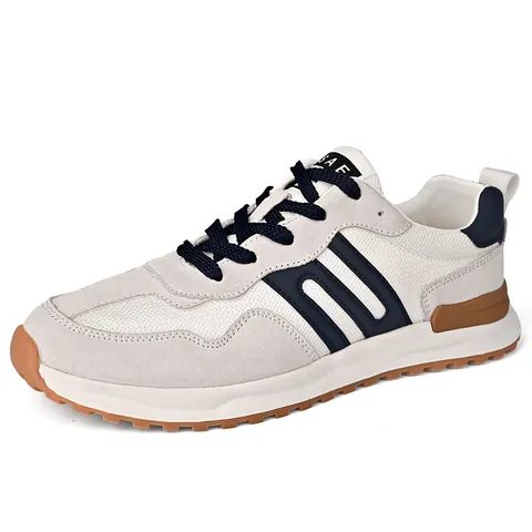 Men's Retro Running Shoes Breathable Mesh Pigskin Suede Low Top Sneakers Non Slip Rubber Sole Casual Outdoor Jogging Walking Shoes