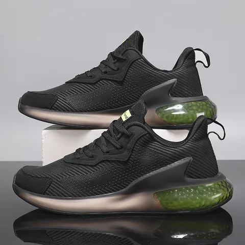 Men's Breathable Mesh Running Shoes Lightweight Cushioned E-TPU Popcorn Sole Sneakers Summer Sports Low Top Jogging Footwear