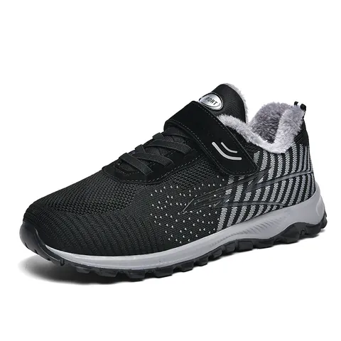 Ανδρικά Γυναικεία Χειμερινά Flyknit Mesh Παπούτσια Πεζοπορίας Ζεστή Επένδυση με Λούτρινο Αντιολισθητική Σόλα MD Ελαφριά Αθλητικά Casual Sneakers