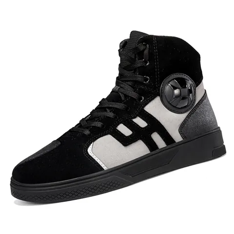 Zapatos de Moto para Hombre Botas de Carreras Profesionales Media Caña Ante Microfibra Equipo de Protección de Cambio Botas de Equitación Casual 1152