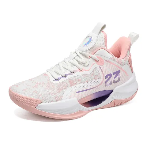 Unisex Low Top Basketball Shoes Breathable Mesh Surface Contrast Color MD Sole Athletic Training Sports Sneakers Couple Footwear
