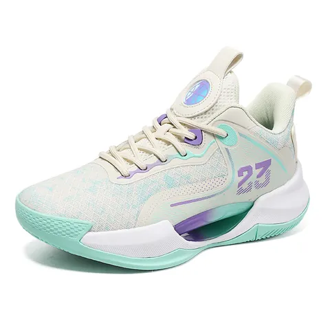 Unisex Low Top Basketball Shoes Breathable Mesh Surface Contrast Color MD Sole Athletic Training Sports Sneakers Couple Footwear