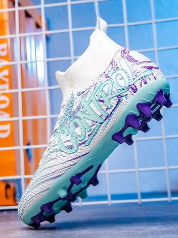 Professionelle Fußballschuhe Für Kinder Mid-High Top Fly-Knit PU Atmungsaktiv AG FG Stollen Jugendliche Rutschfeste Fußballschuhe